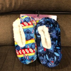 Fuzzy Babba Stitch slipper socks, 2 pairs